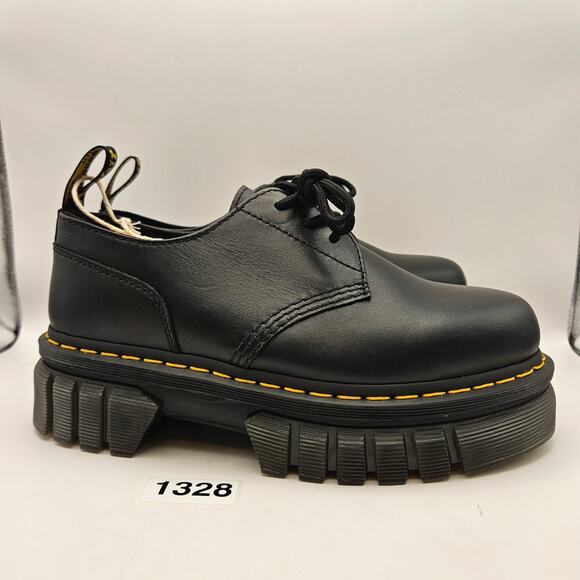 DR. MARTEN'S WOMEN'S 9 AUDRICK 3 EYE LEATHER PLATFORM SHOES BLACK NWOB - Picture 4 of 6